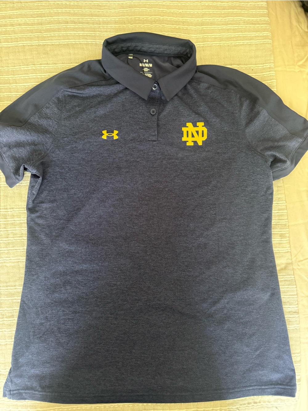 Under Armour Navy Polo with Yellow Notre Dame Logos